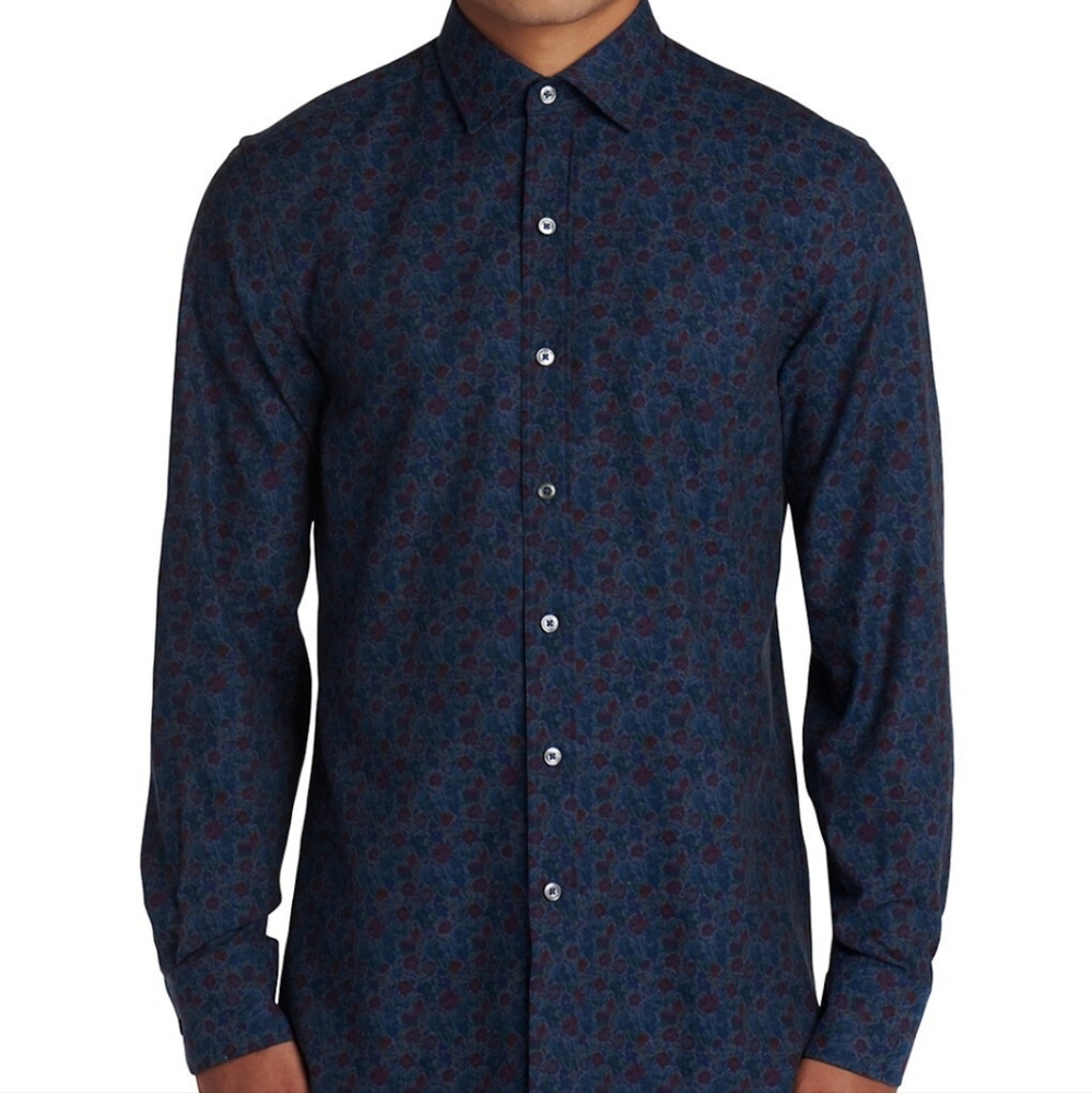 Bugatchi Floral Woven Long-Sleeve Shirt - Picture 2 of 10